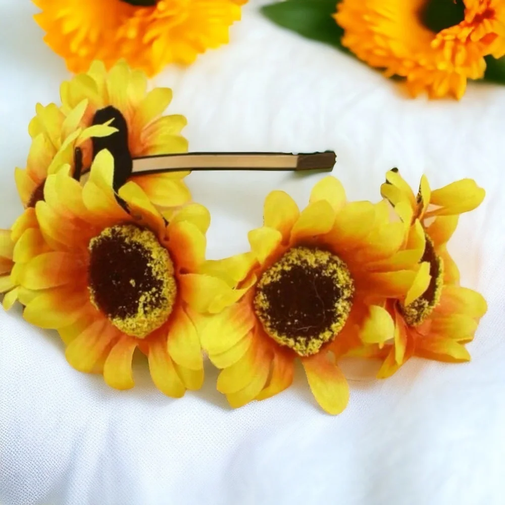 Sunflower Headband - Boho Chic Headpiece 🌻 Floral Accessories, Flower Child